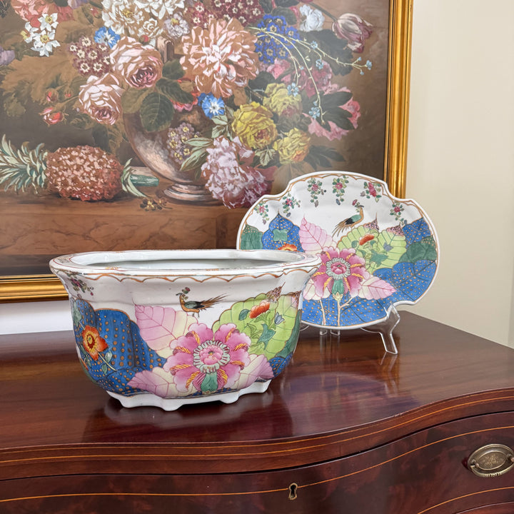 Vintage Large Tobacco Leaf Planter and Matching Tray