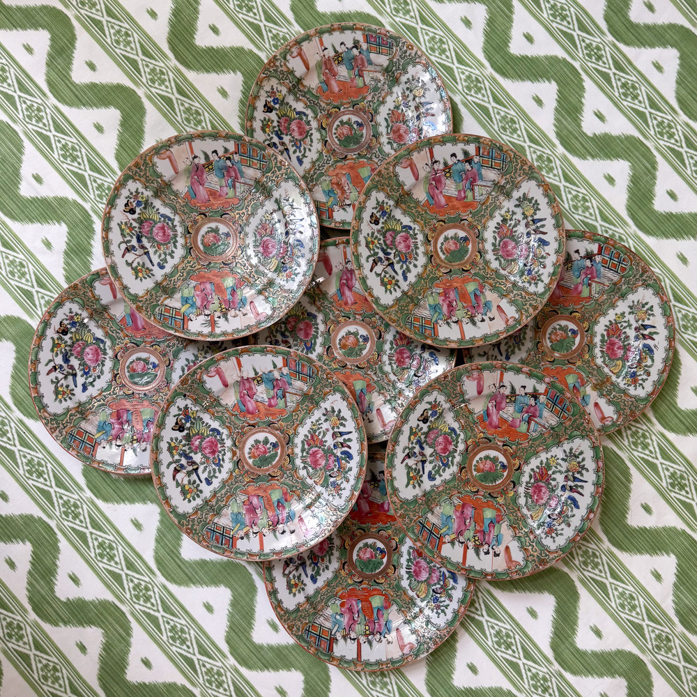 Antique 9.5" Rose Medallion Plates 