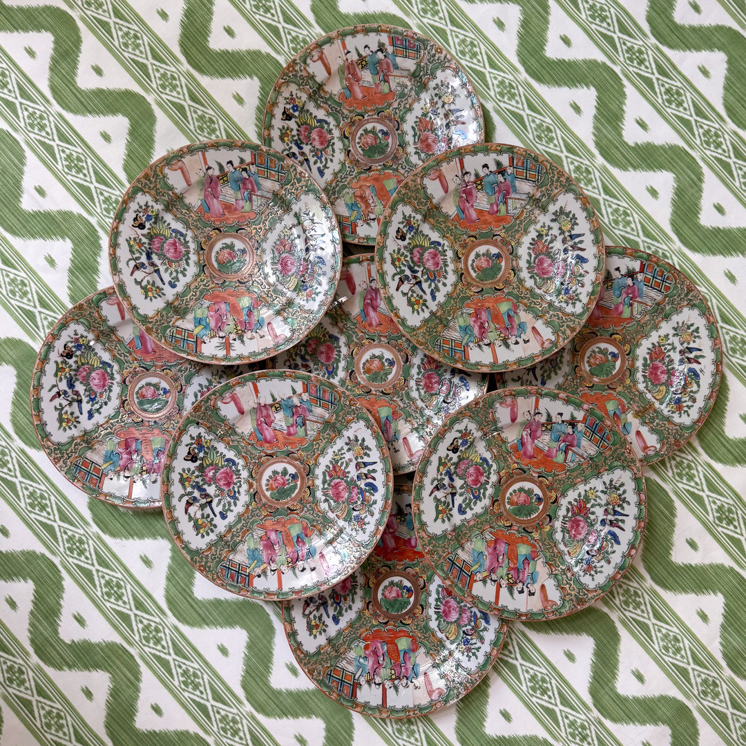 Antique 9.5" Rose Medallion Plates 
