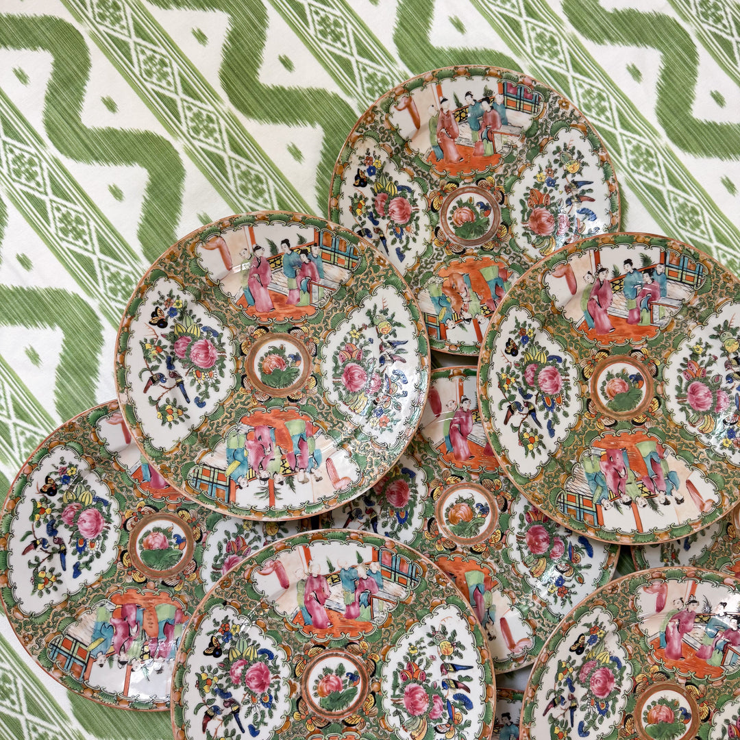 Antique 9.5" Rose Medallion Plates 