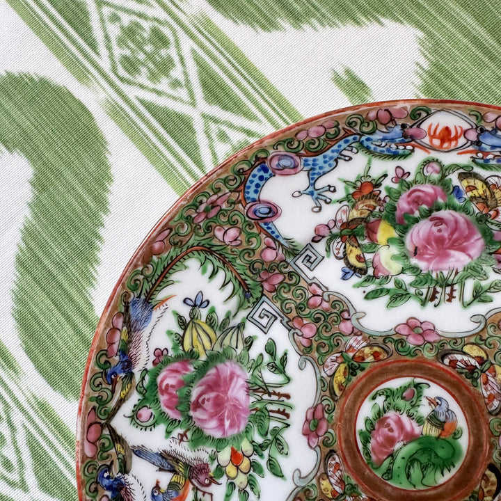 Antique Rose Canton Plates with Dragon Border - Priced Individually