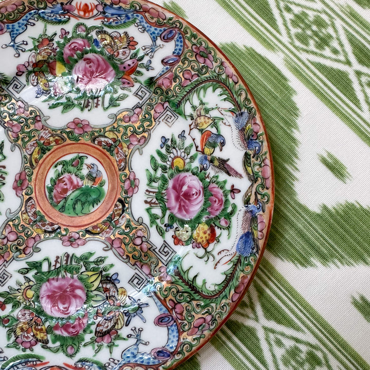 Antique Rose Canton Plates with Dragon Border - Priced Individually