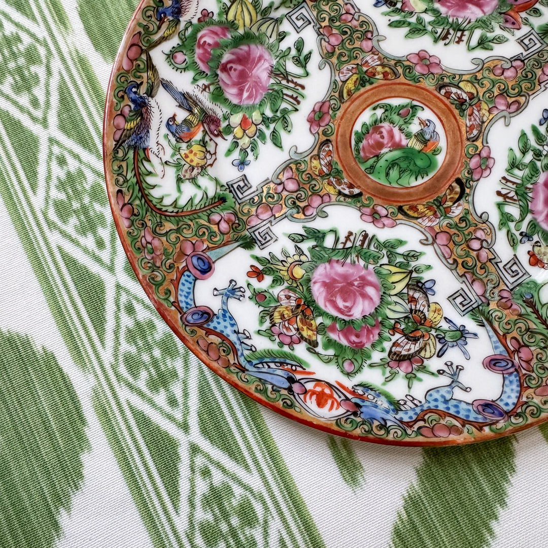 Antique Rose Canton Plates with Dragon Border - Priced Individually