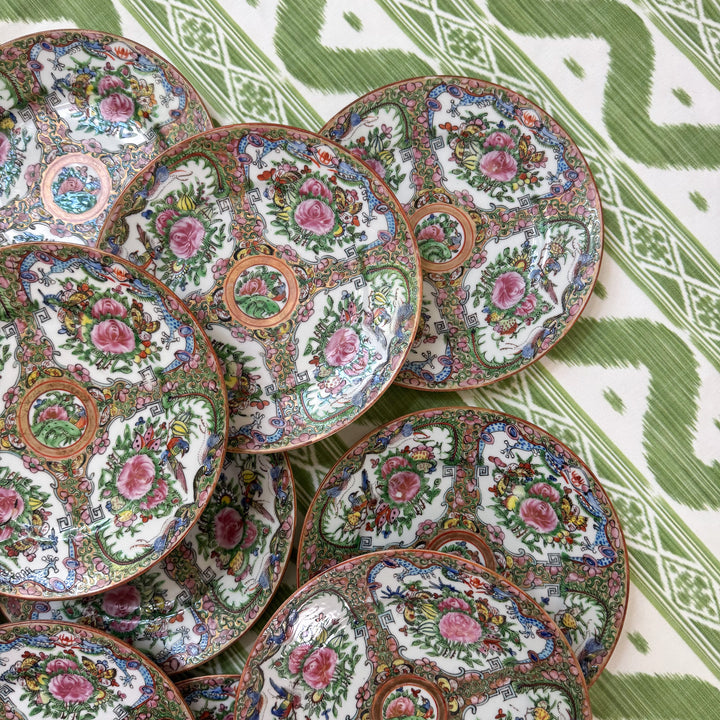 Antique Rose Canton Plates with Dragon Border - Priced Individually