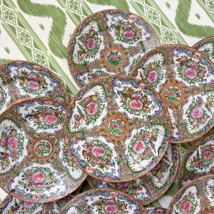 Antique Rose Canton Plates with Dragon Border - Priced Individually