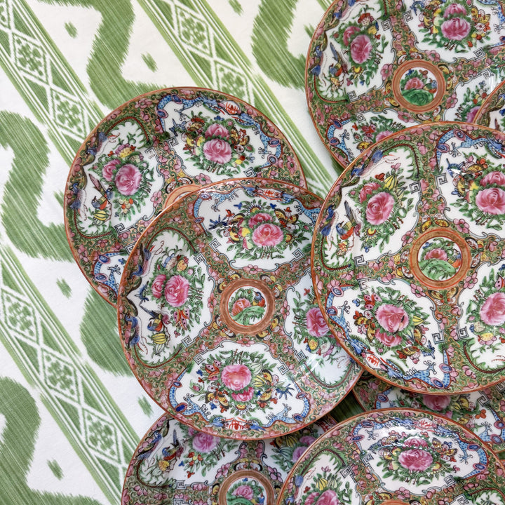 Antique Rose Canton Plates with Dragon Border - Priced Individually