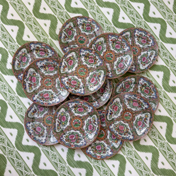 Antique Rose Canton Plates with Dragon Border - Priced Individually