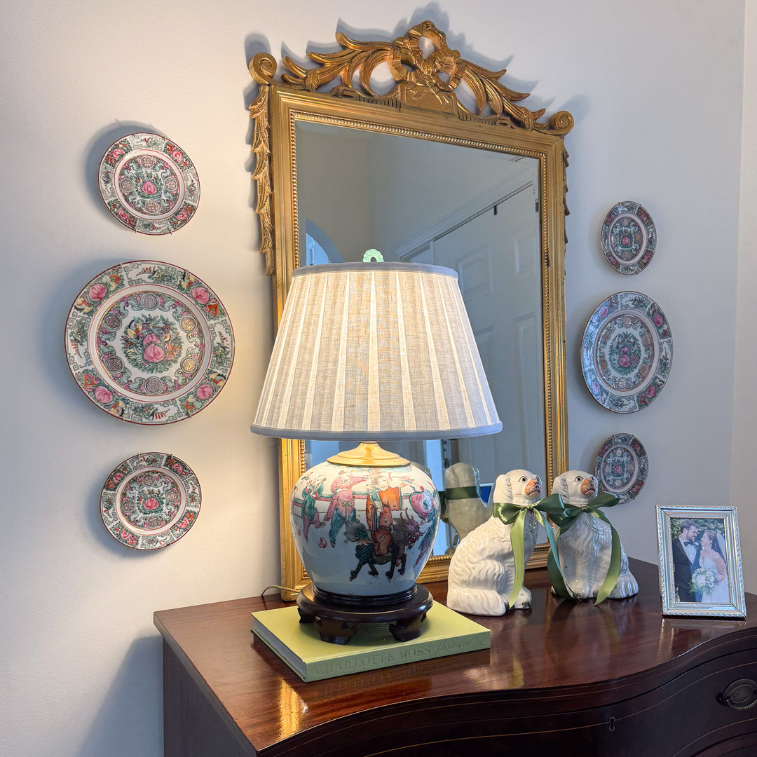 Antique Chinoiserie Children Playing Ginger Jar Lamp