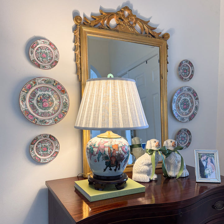 Antique Chinoiserie Children Playing Ginger Jar Lamp