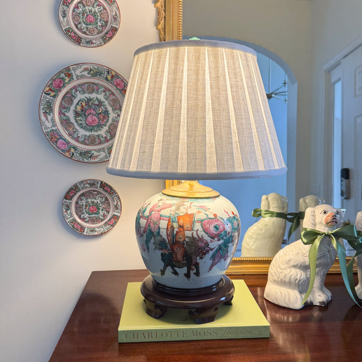 Antique Chinoiserie Children Playing Ginger Jar Lamp