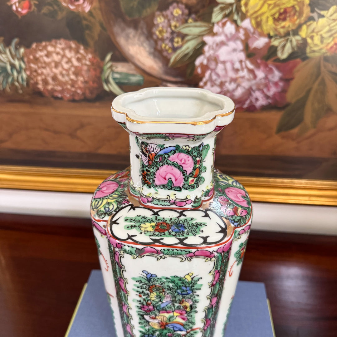 Vintage Rose Canton Vase