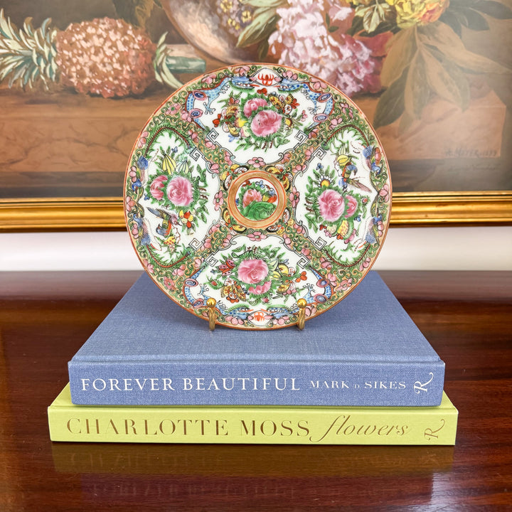 Antique Rose Canton Plates with Dragon Border - Priced Individually