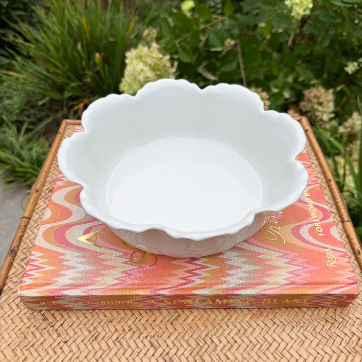 Vintage French Haviland White Scalloped Serving Bowl