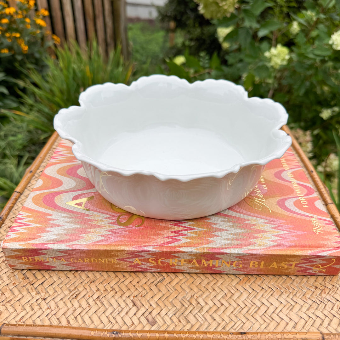 Vintage French Haviland White Scalloped Serving Bowl