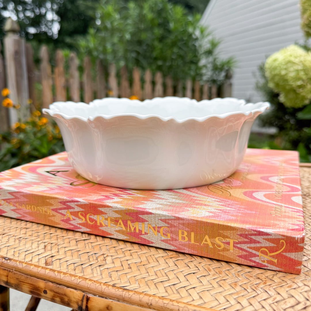 Vintage French Haviland White Scalloped Serving Bowl