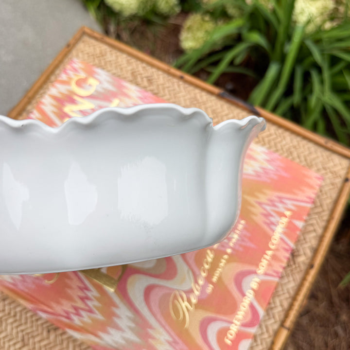 Vintage French Haviland White Scalloped Serving Bowl