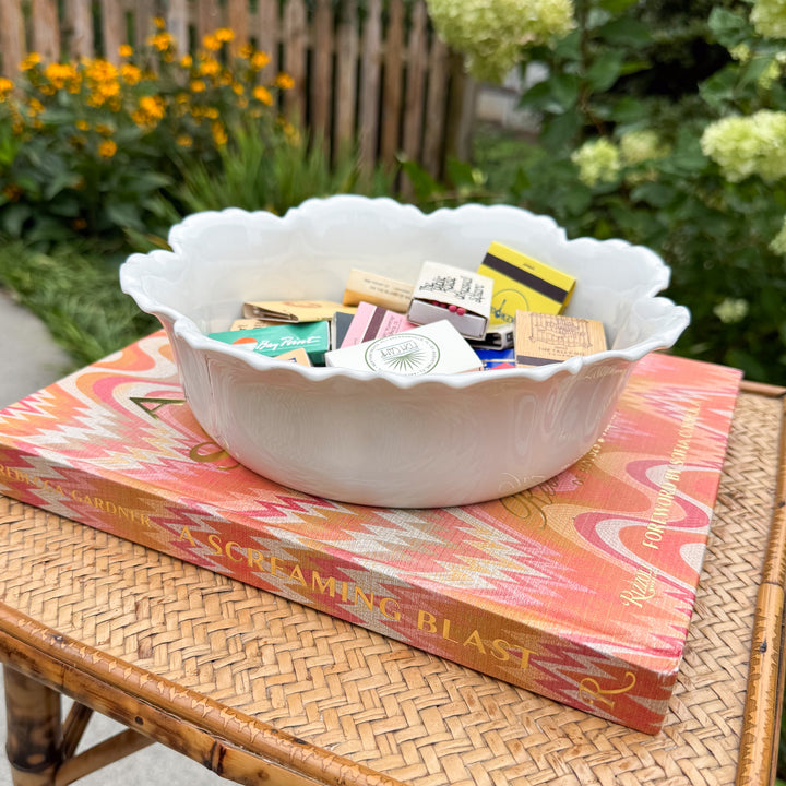 Vintage French Haviland White Scalloped Serving Bowl