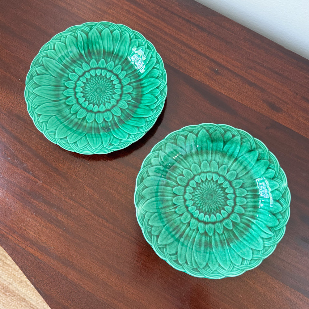 Antique Wedgwood Majolica Sunflower Plates 