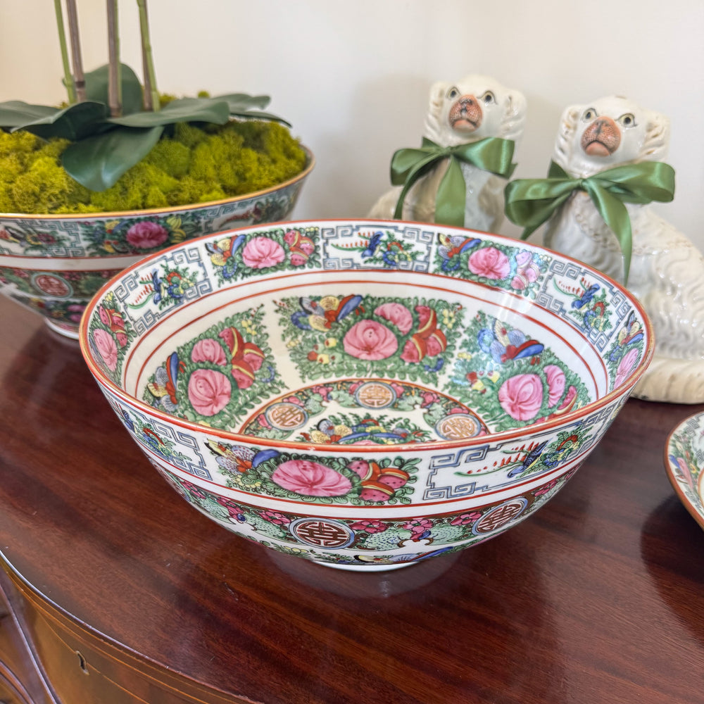 Vintage Large 12" Rose Canton Punch Bowl