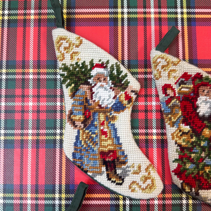 Set of Four Vintage Mini Needlepoint Stockings