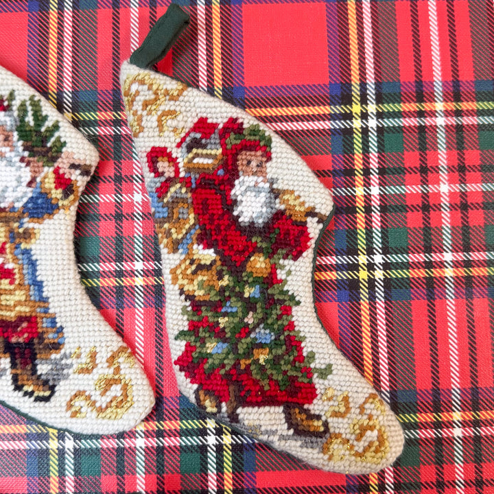 Set of Four Vintage Mini Needlepoint Stockings
