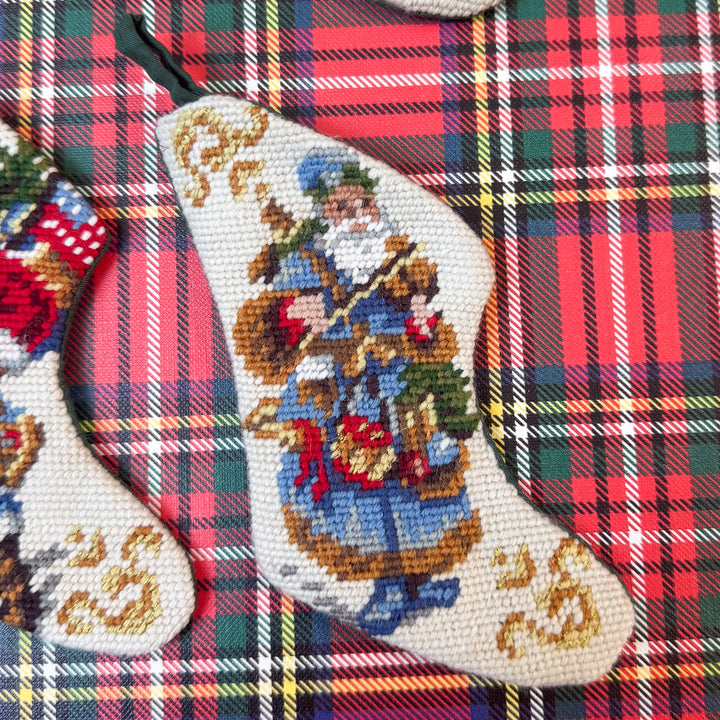 Set of Four Vintage Mini Needlepoint Stockings