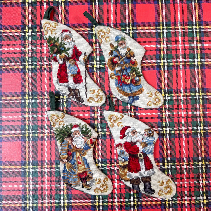 Set of Four Vintage Mini Needlepoint Stockings – Style B