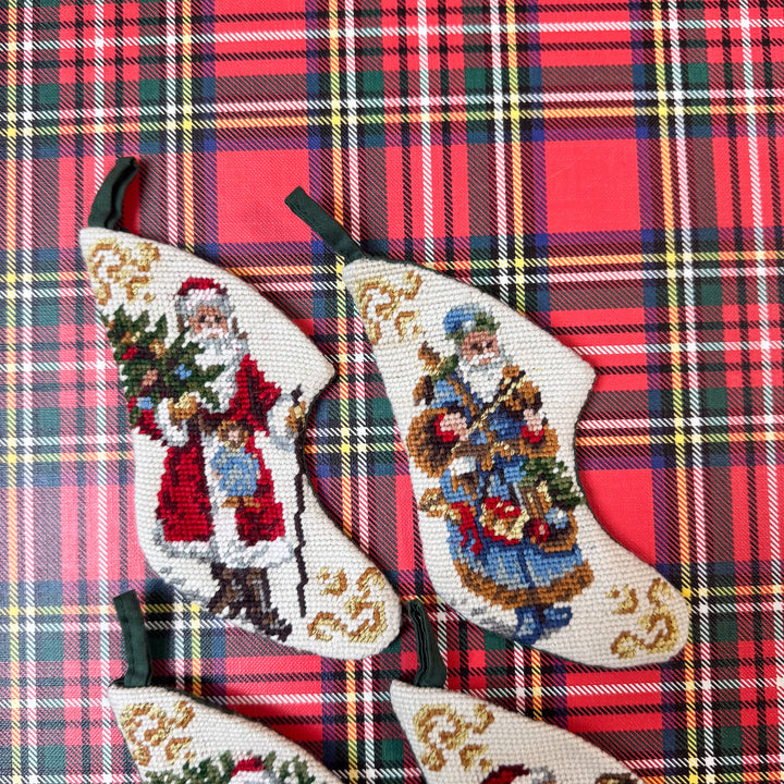 Set of Four Vintage Mini Needlepoint Stockings – Style B