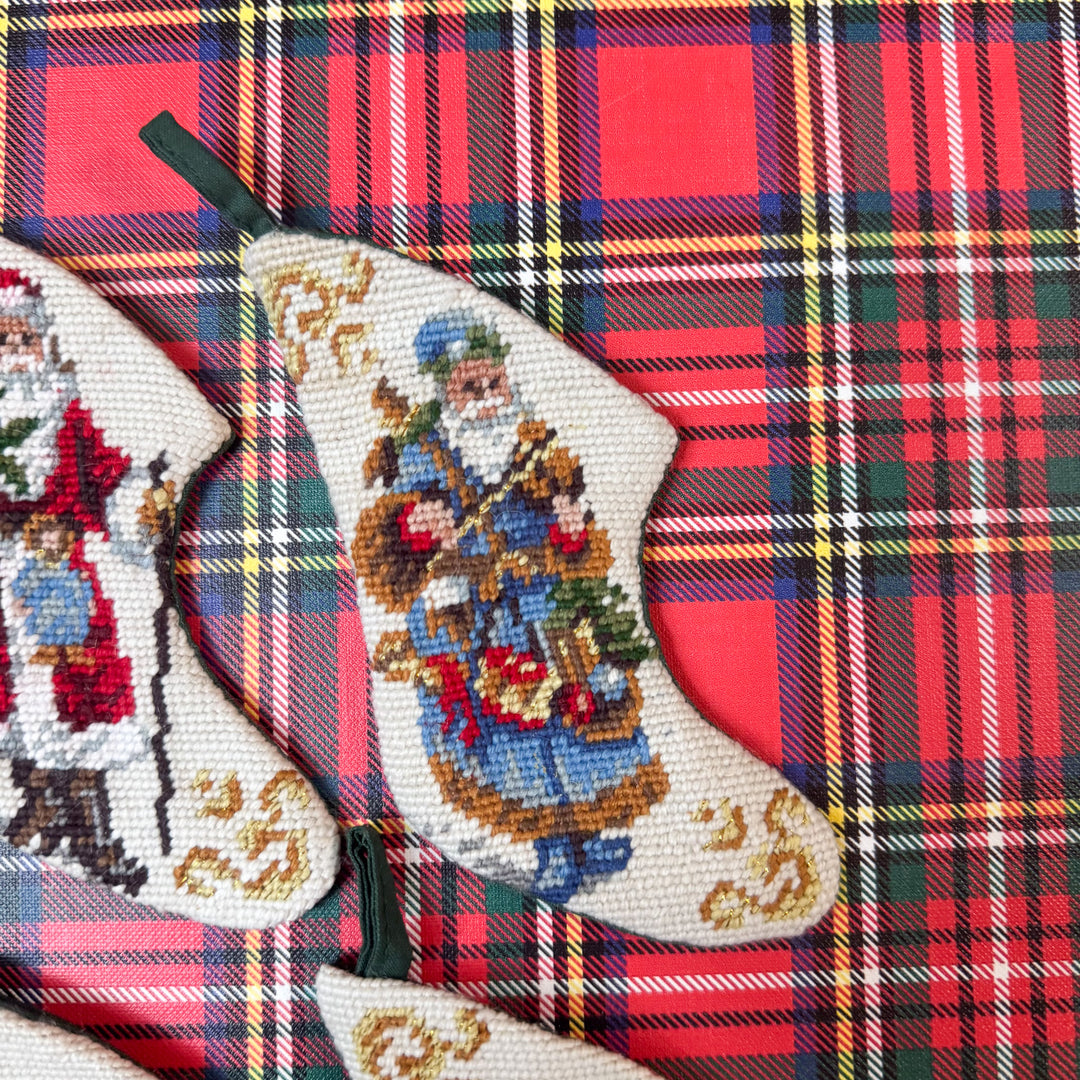 Set of Four Vintage Mini Needlepoint Stockings – Style B