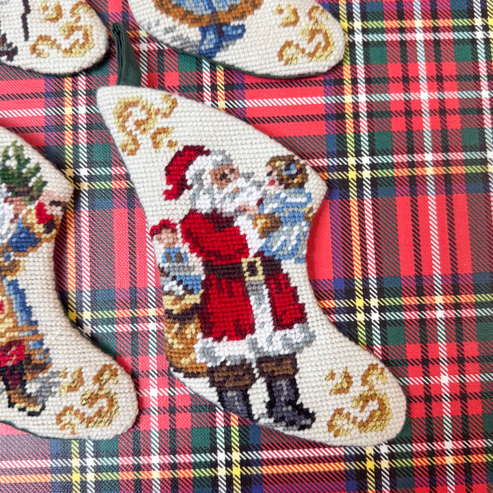 Set of Four Vintage Mini Needlepoint Stockings – Style B