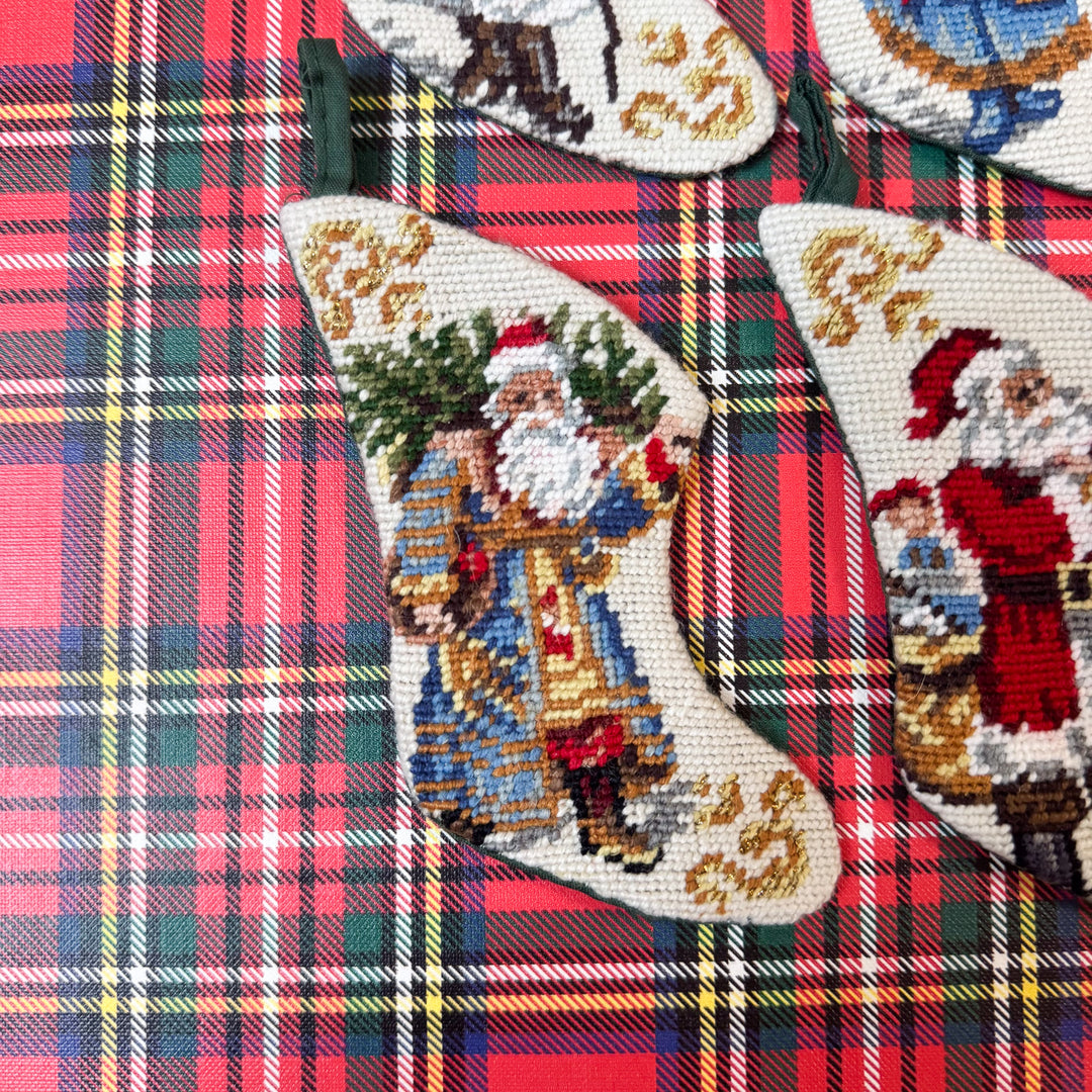 Set of Four Vintage Mini Needlepoint Stockings – Style B