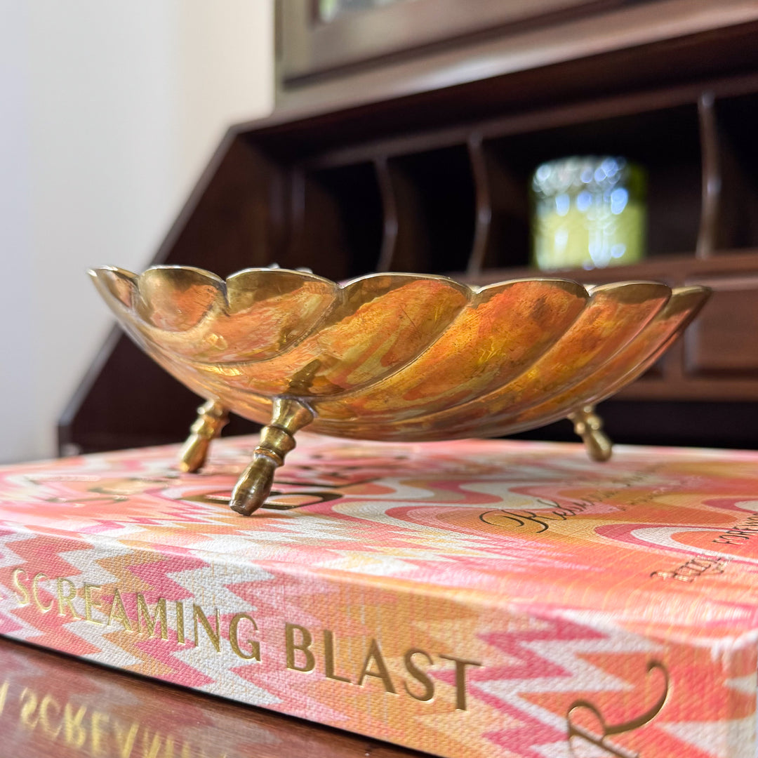 Vintage Brass Shell Footed Trinket Dish