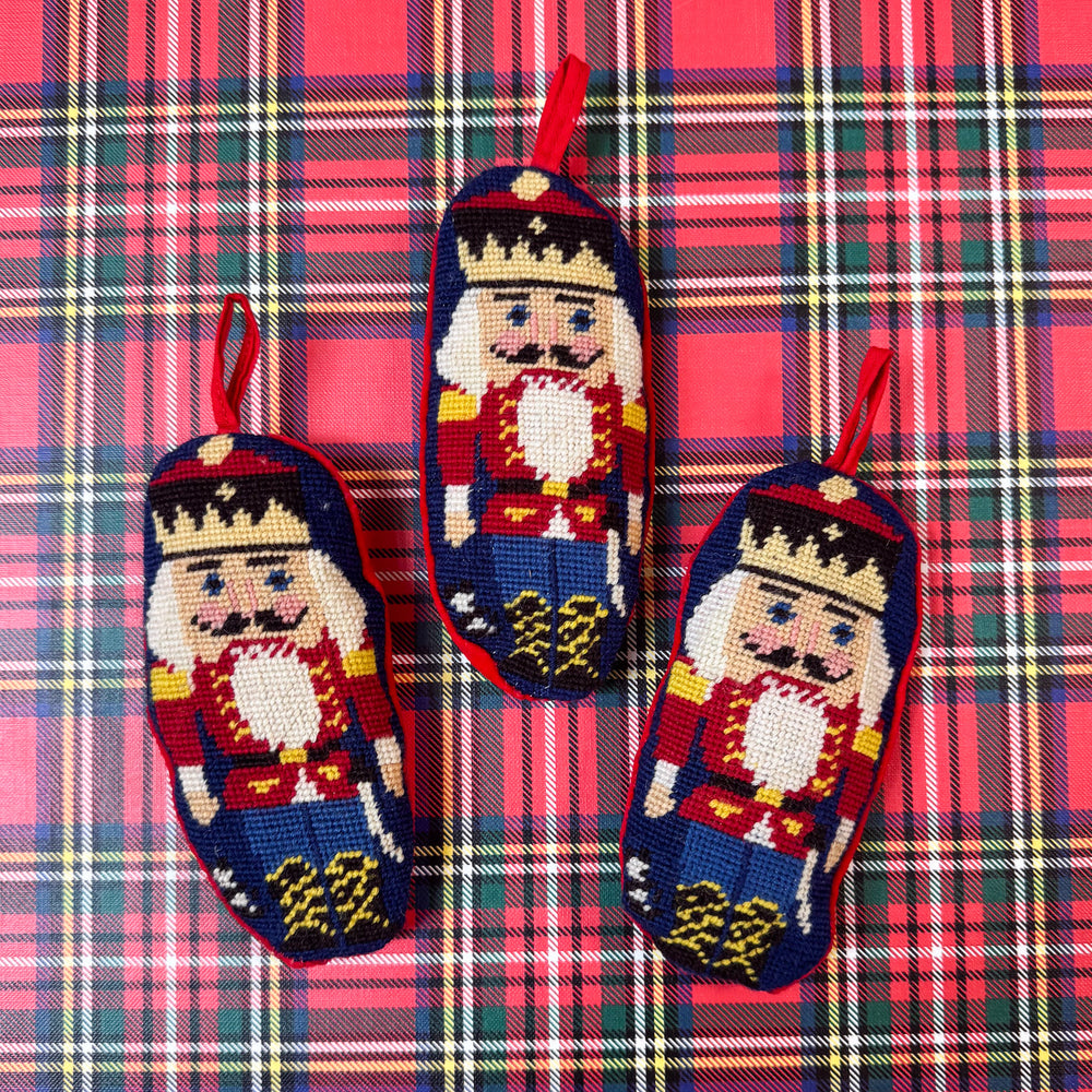 Vintage Needlepoint Nutcracker Ornament 