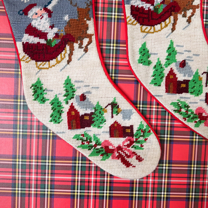 Vintage Noel Santa Needlepoint Stocking