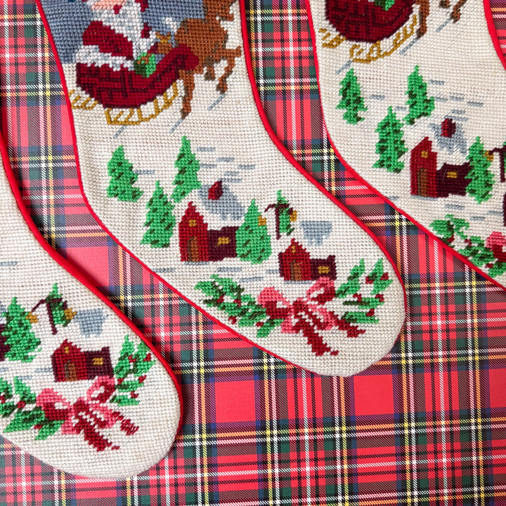 Vintage Noel Santa Needlepoint Stocking