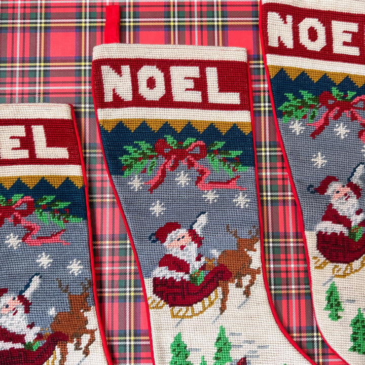 Vintage Noel Santa Needlepoint Stocking