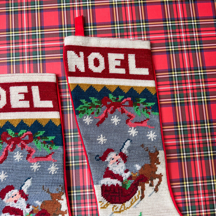 Vintage Noel Santa Needlepoint Stocking