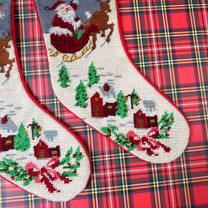 Vintage Noel Santa Needlepoint Stocking
