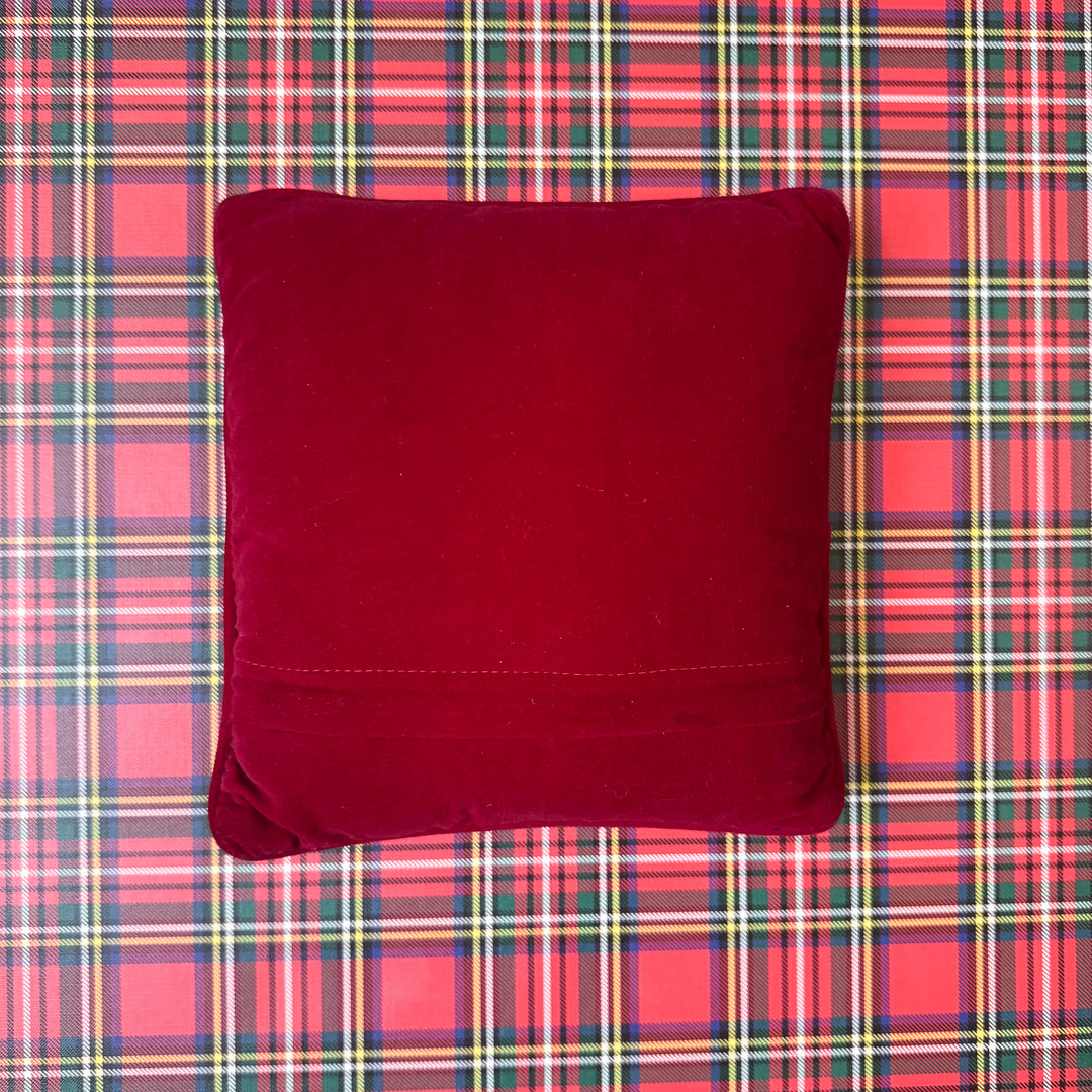 Vintage Spode Christmas Tree Inspired Petite Needlepoint Pillow