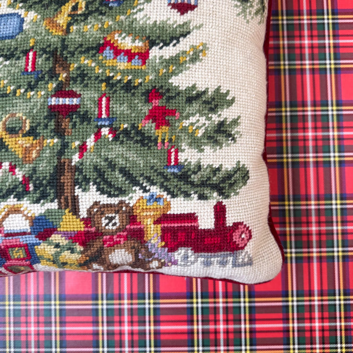Vintage Christmas Tree Needlepoint Pillow