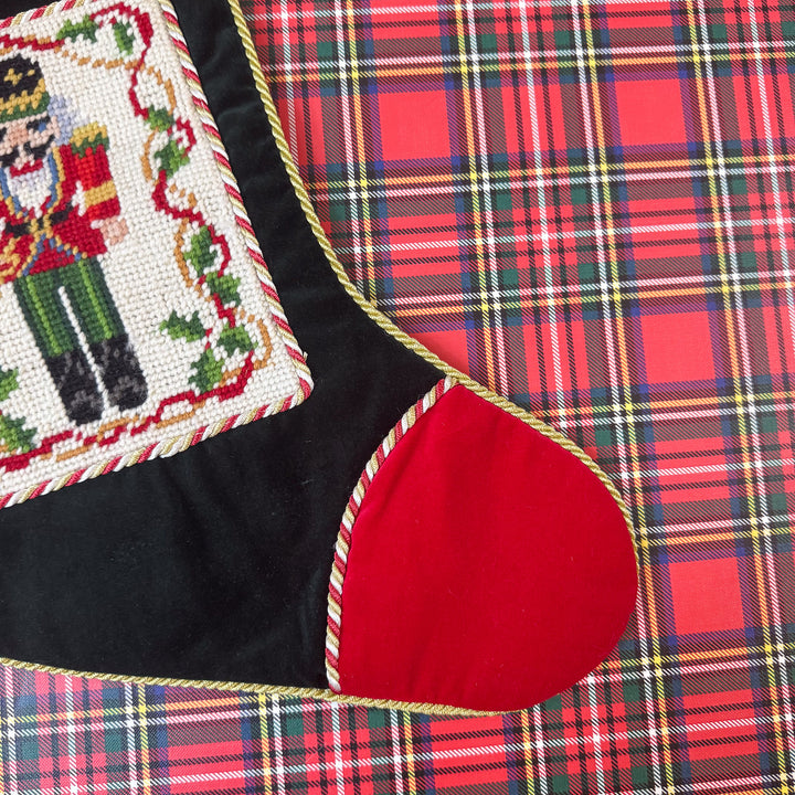 Vintage Nutcracker Needlepoint Stocking with Tassels