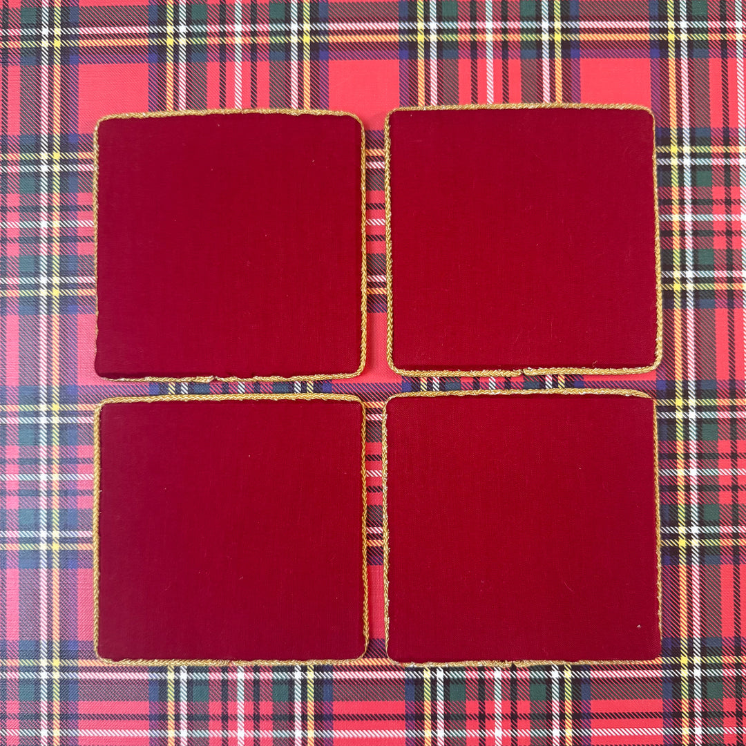 Vintage Set of Four Christmas Needlepoint Coasters