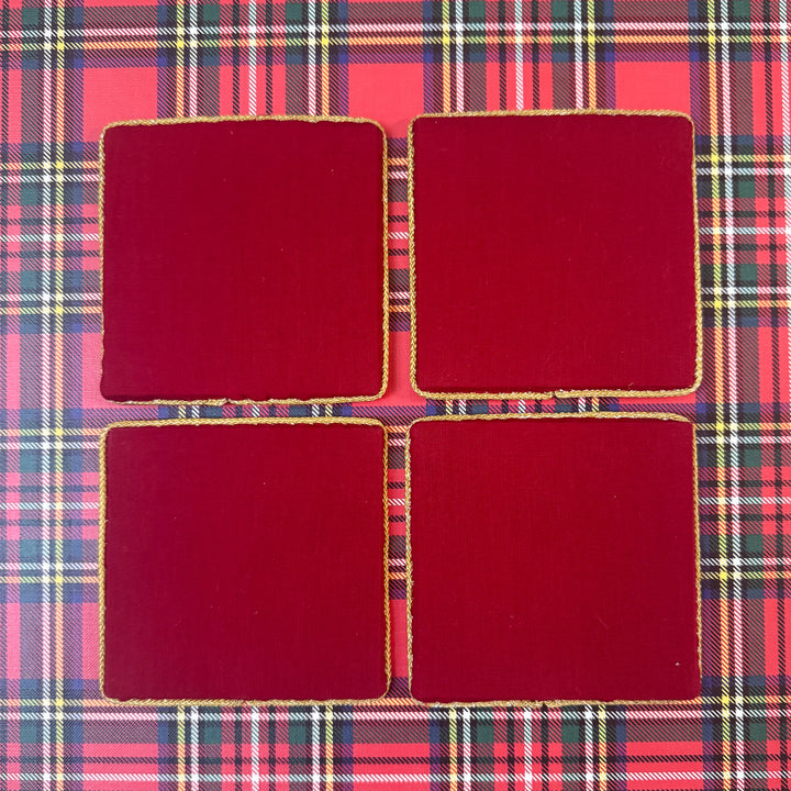 Vintage Set of Four Christmas Needlepoint Coasters