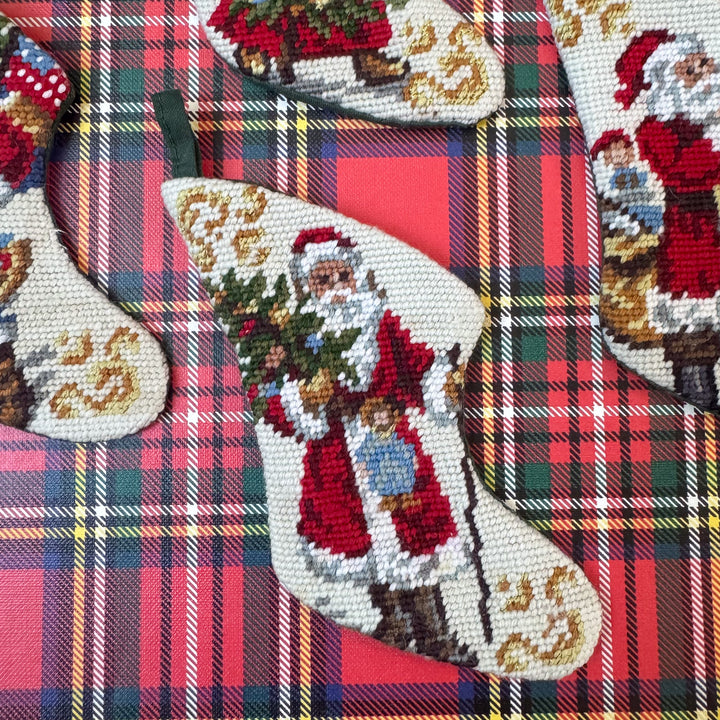 Set of Four Vintage Mini Needlepoint Stockings