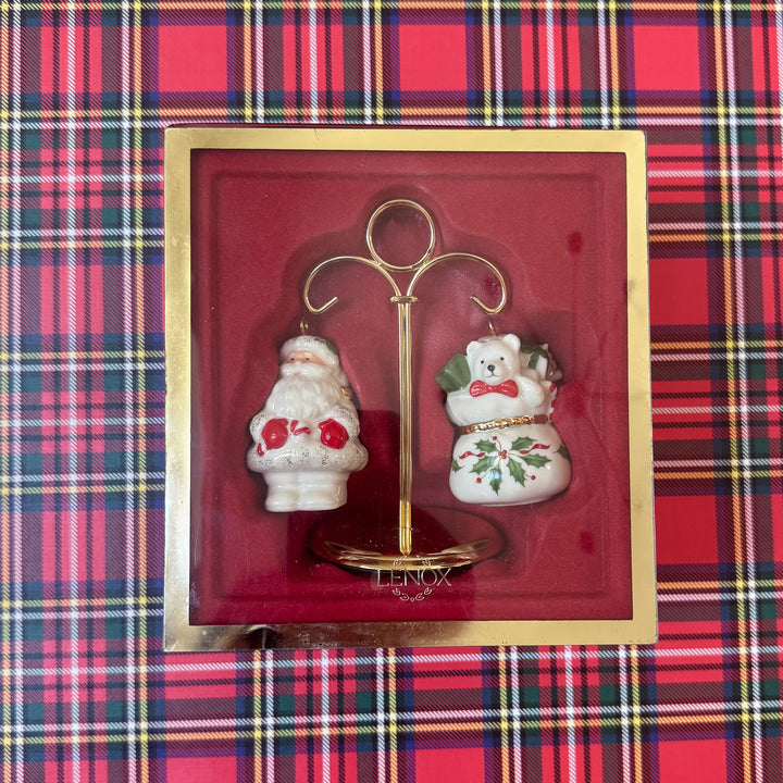 Lenox Holiday Hanging Salt & Pepper Set - Santa and His Bag of Toys