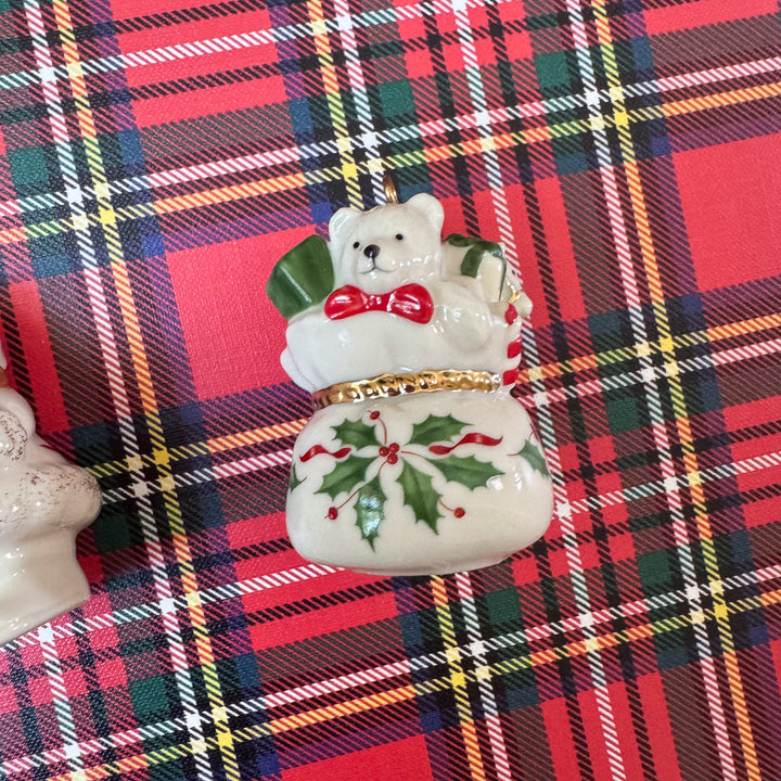 Lenox Holiday Hanging Salt & Pepper Set - Santa and His Bag of Toys