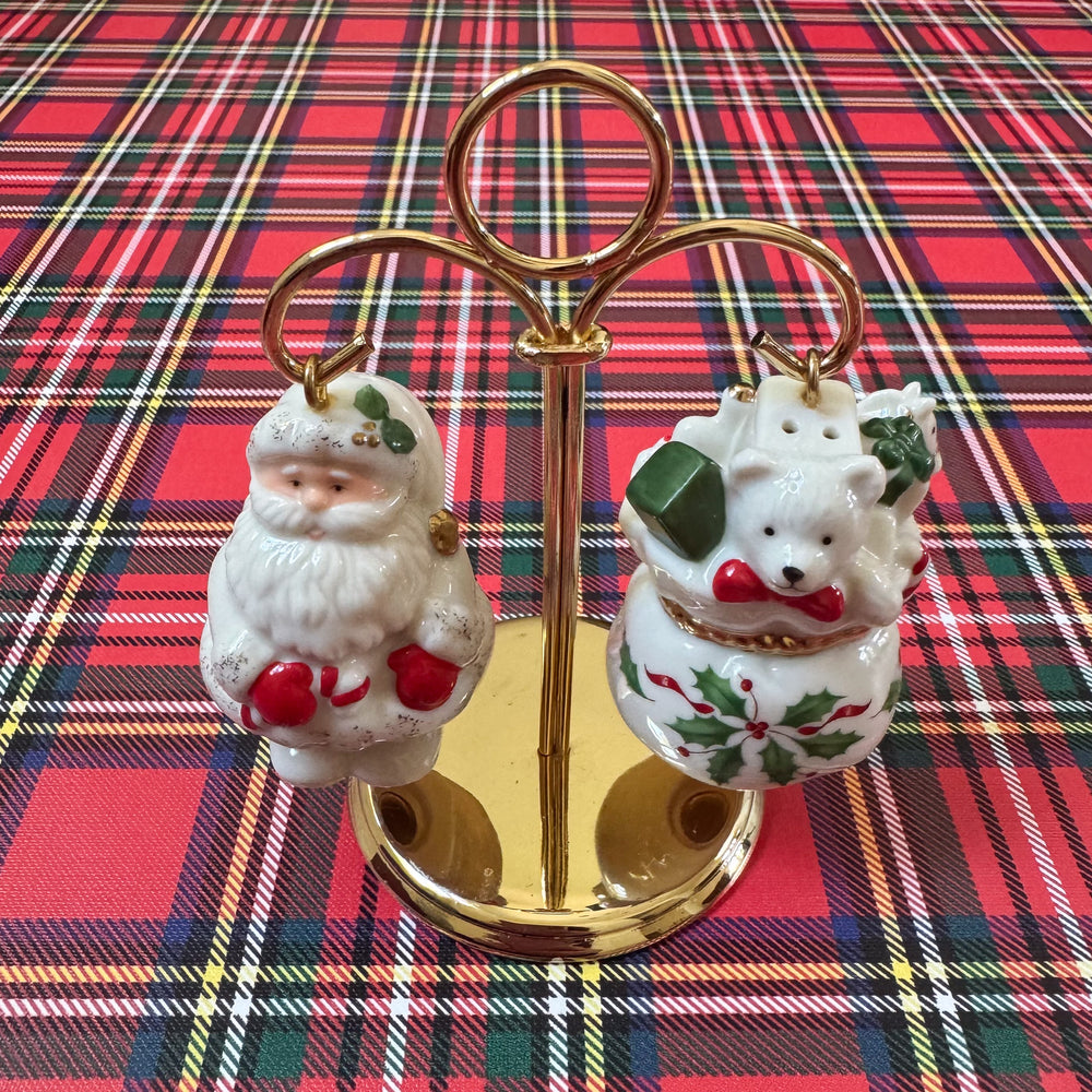 Lenox Holiday Hanging Salt & Pepper Set - Santa and His Bag of Toys