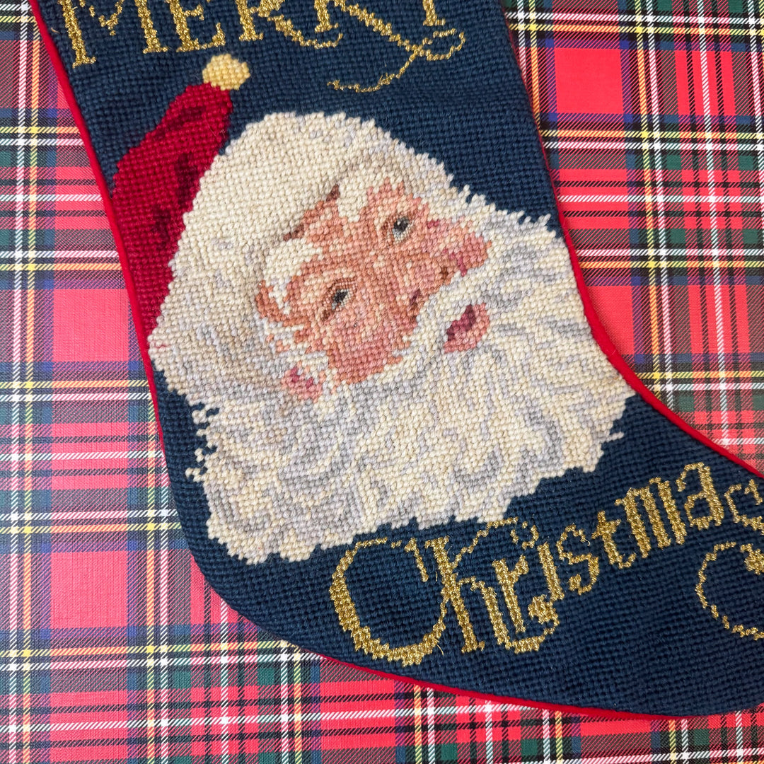 Vintage Merry Christmas Santa Stocking