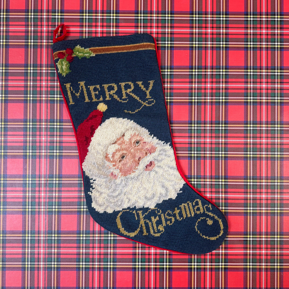 Vintage Merry Christmas Santa Stocking
