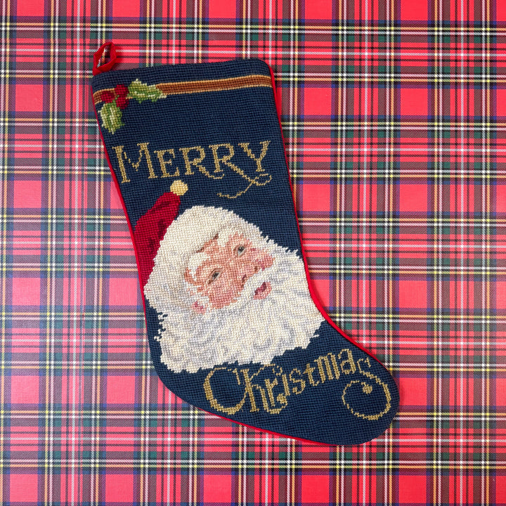 Vintage Merry Christmas Santa Stocking